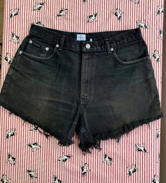 Calvin Klein Vintage 90s High Waist Black Denim Shorts. 32 - Etsy