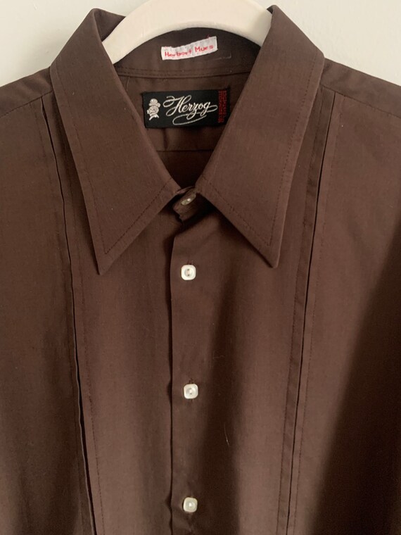 Men’s 1960s Button down Shirt. True Vintage. Choc… - image 6