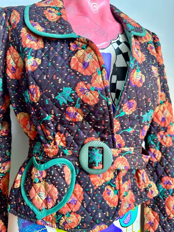 1970s Tricosa France Cropped Black Jacket w Pointed Collar Gold Buttons