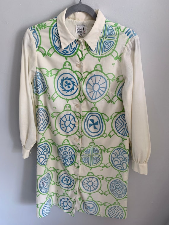 Women’s Vintage 70s Vested Gentress Dress. Turtle… - image 1