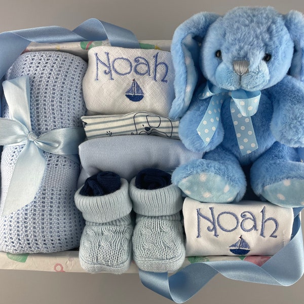 Baby Boy Personalised Luxury Gift Hamper, Keepsake Box, Baby Present for Baby Shower, New Parents, Newborn, New arrival, Girl, Unisex