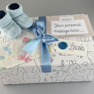 Baby Boy Personalised Luxury Gift Hamper, Keepsake Box, Baby Present for Baby Shower, New Parents, Newborn, New arrival, Girl, Unisex image 5