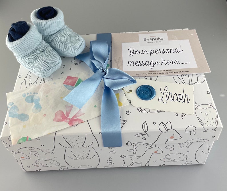 Baby Boy Personalised Luxury Gift Hamper, Keepsake Box, Baby Present for Baby Shower, New Parents, Newborn, New arrival, Girl, Unisex image 5