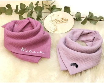 Musselin Halstuch für Kinder ab 0,5Jahren mit Namen Mädchen, personalisiert