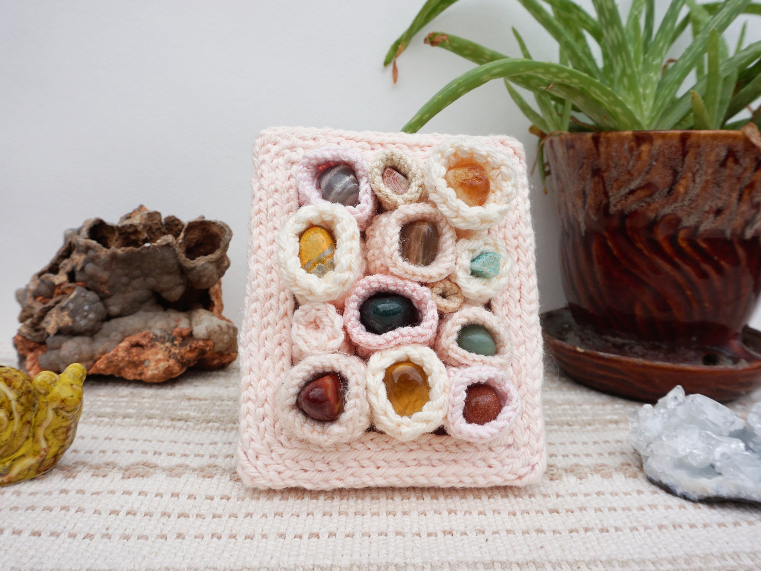 Crystal Holder Crochet Fiber Art | Etsy