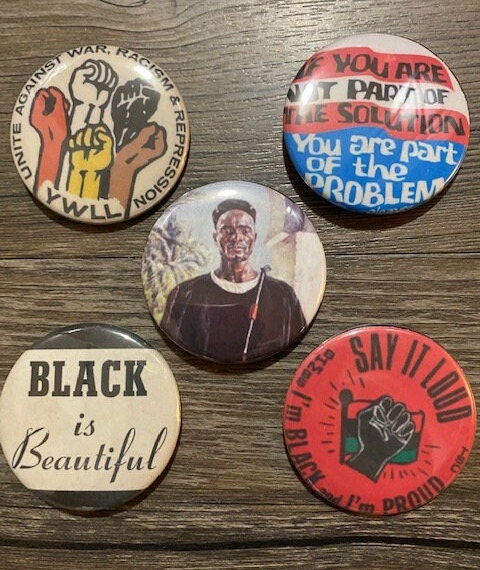 Black History Month Button Pins Party Favors - 12 Pcs - Large 2.25 Metal Pin-back, African American Positive Phrases BLM
