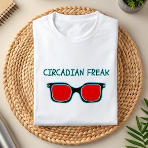 Circadian Freak T-shirt | Funny Gift for Biohackers | Gift for Men and Women | Red Glasses T-shirt | Biohacking
