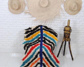 Azilal Moroccan Rug: Handmade Berber Wool Rug, Colorful Bohemian Decor (5.2 x 2.2 Ft)