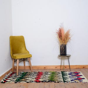 Boho Tribal Moroccan Azilal Rug - Handwoven Wool Area Rug with Geometric Pattern Abstract Moroccan rug Azilal Rug area rug Bohemian rug