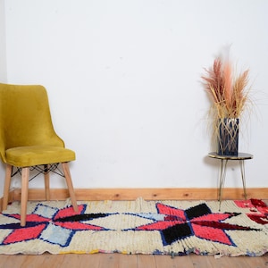 Handmade Azilal Moroccan Rug: Colorful Berber Wool Carpet