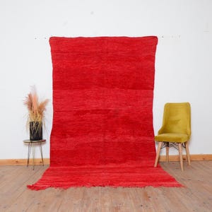 Large Moroccan Boujaad Rug: Berber Wool, Abstract Red Design