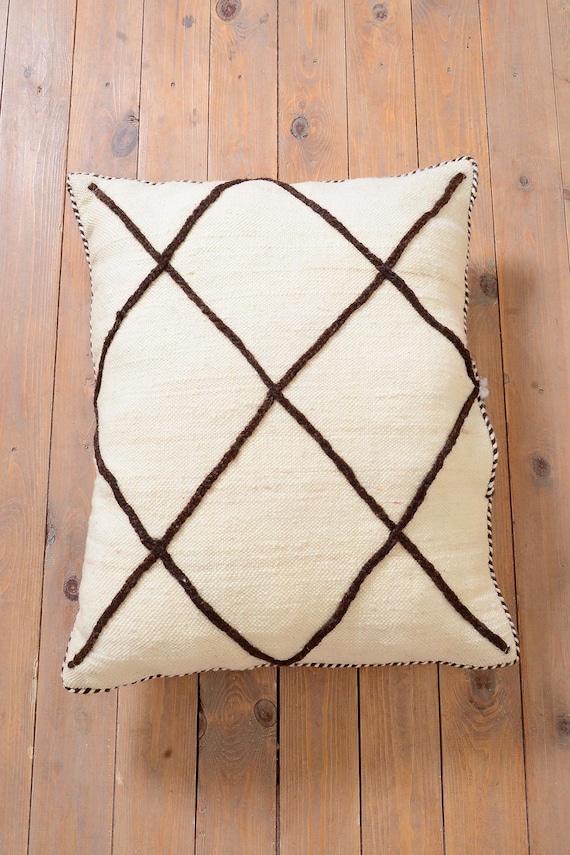 モロッコ ウール ピローカバー クッションカバー ヴィンテージ ヴィンテージ モロッコ ブージャード 枕カバー：ベルベルキリム ウール