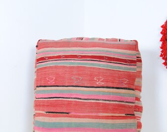 Handmade Moroccan Berber Wool Pouf: Square Floor Cushion
