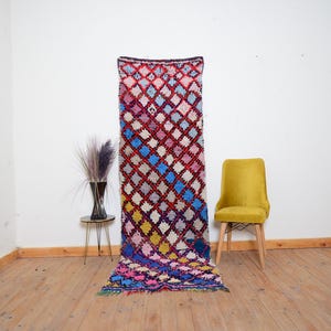 Runner Moroccan Rug Handmade Boucherouite Rug Vintage Wool Rug Berber Rug Area Moroccan Rug Living Room Rug Authentic Rug