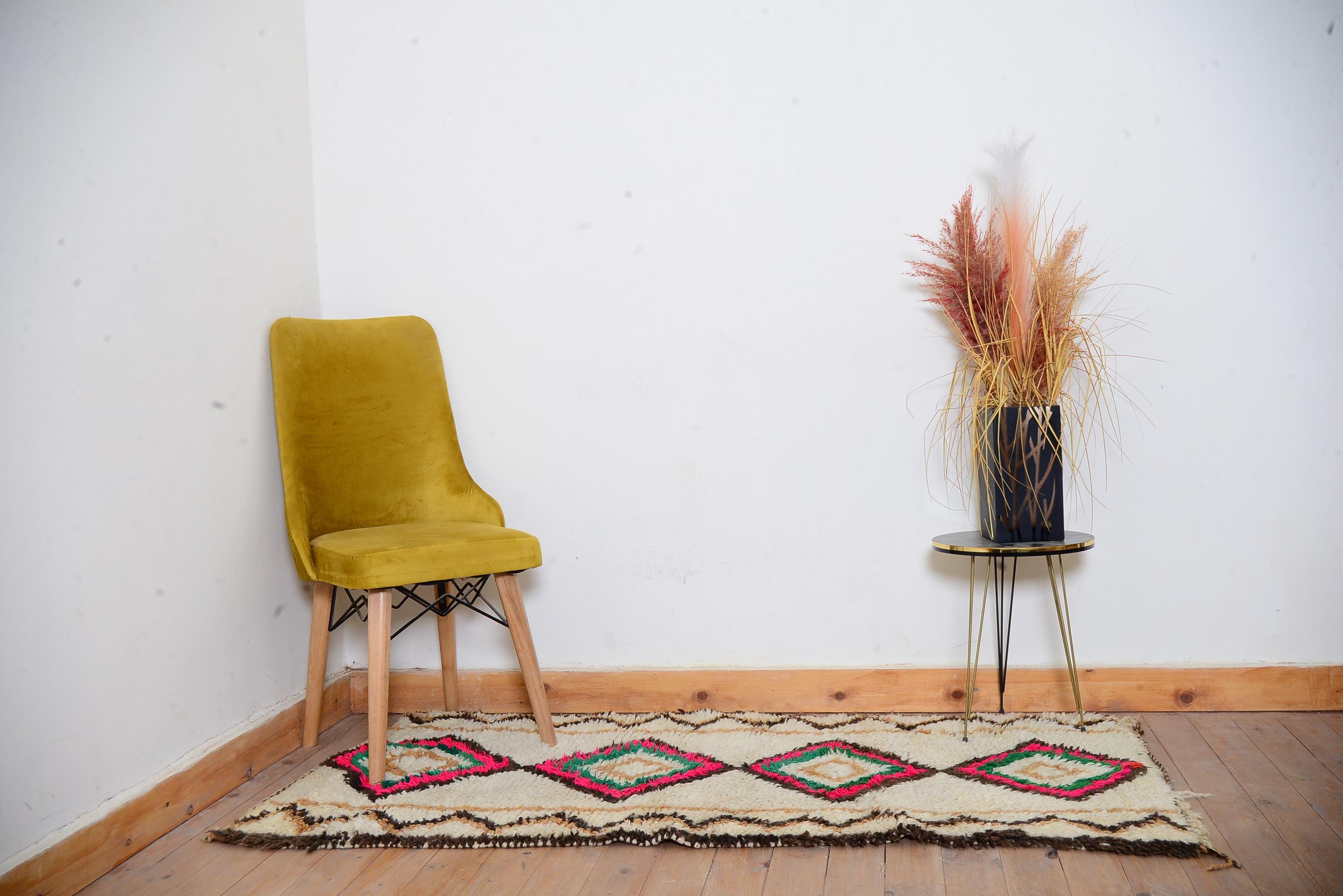 ハンドメイドベルベルウールラグ：モロッコ風アジラルボヘミアン装飾