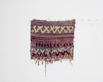 Small Handwoven Moroccan Rug: Antique Berber Azilal Design (70x75cm)