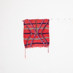 Handwoven Moroccan Boujaad Rug: Small Berber Wool Rug, 60x60cm