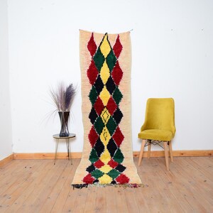 Runner Moroccan Rug Handmade Azilal Rug Vintage Wool Rug Berber Rug Area Moroccan Rug Living Room Rug Authentic Rug