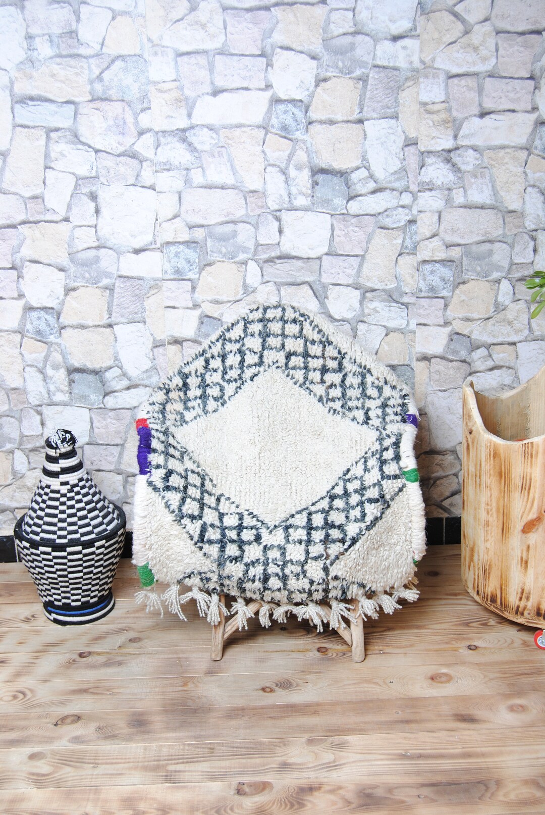 27.5 X 19.5 Inch Small Moroccan Rug. Antique Azilal Rug Hand-woven by ...