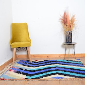 Moroccan Vintage Rug Boujaad rug Berber - Colorful Berber Rug - Handmade Furniture - Handmade Wool Rug 160 x 100 cm 5.2 x 3.2 ft