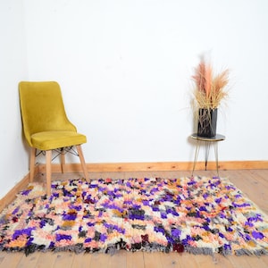 Boho Tribal Moroccan Azilal Rug - Handwoven Wool Area Rug with Geometric Pattern Abstract Moroccan rug; Azilal Rug; area rug; Bohemian rug
