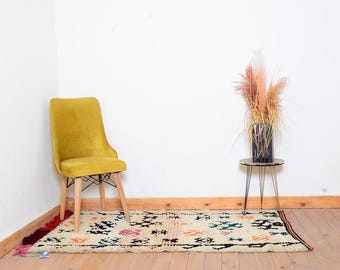 Berber Rug Handmade Wool Rug Moroccan Vintage Azilal Rug Berber Teppich 150 x 75 Cm 4.9 x 2.4 ft
