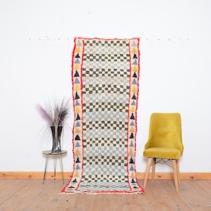 Vintage Azilal Rug Runner Handmade Rug Moroccan Wool Rug Berber Runner Rug Arae Rug 7.8 x 2.9 ft