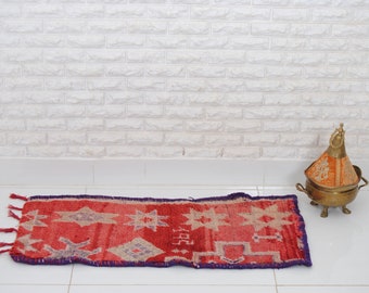 small Moroccan rug , Moroccan colorful rug , Antique Boujaad Rug ,small Berber rug Handmade Rug 90 x 45 cm 2.9 x 1.4 ft
