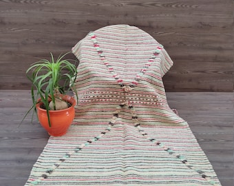 Handwoven Moroccan Hanbel Rug: 68.5 x 37-inch Berber Rug