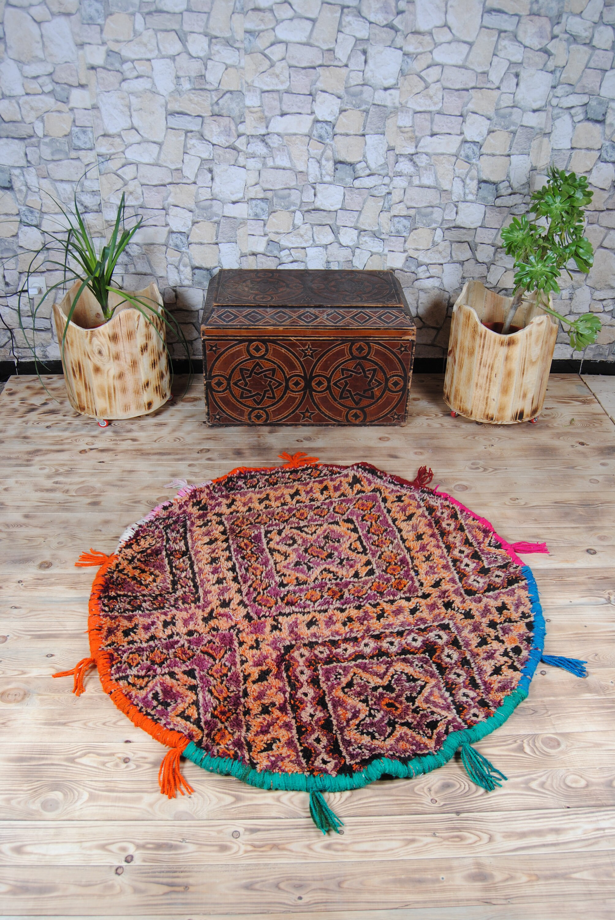 Moroccan Rug 47 inch Moroccan Round rug. Handwoven antique Etsy