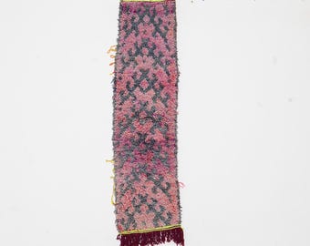 Small Antique Moroccan Azilal Rug: Handwoven Berber Wool (47 x 13.7 inch)