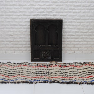 Handmade Azilal Berber Rug: Colorful Bohemian Wool Rug (160 x 65 Cm)