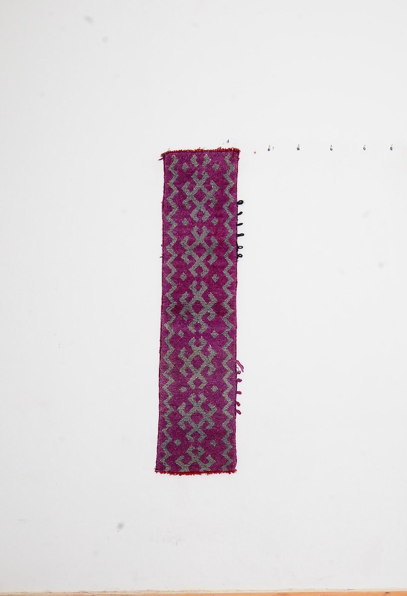 55 X 13.7-inch Small Moroccan Rug. Antique Azilal Rug Hand-woven by ...