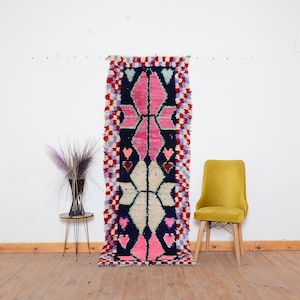 Runner Boucherouite Rug Handmade Rug Moroccan Berber Rug Multi-Color Rug Vintage Moroccan Rug Authentic Rug