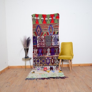 Runner Moroccan Rug Boujaad Wool Rug Vintage Berber Rug Authentic Handmade Rug Living room rug Moroccan Boucherouite Rug