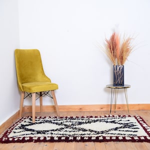 Beni Ourain Rugs | Bohemian Living Room Moroccan Ivory Rug | Vintage Area Modern Contemporary Hand knotted Rug | Handmade Wool Boho Rug