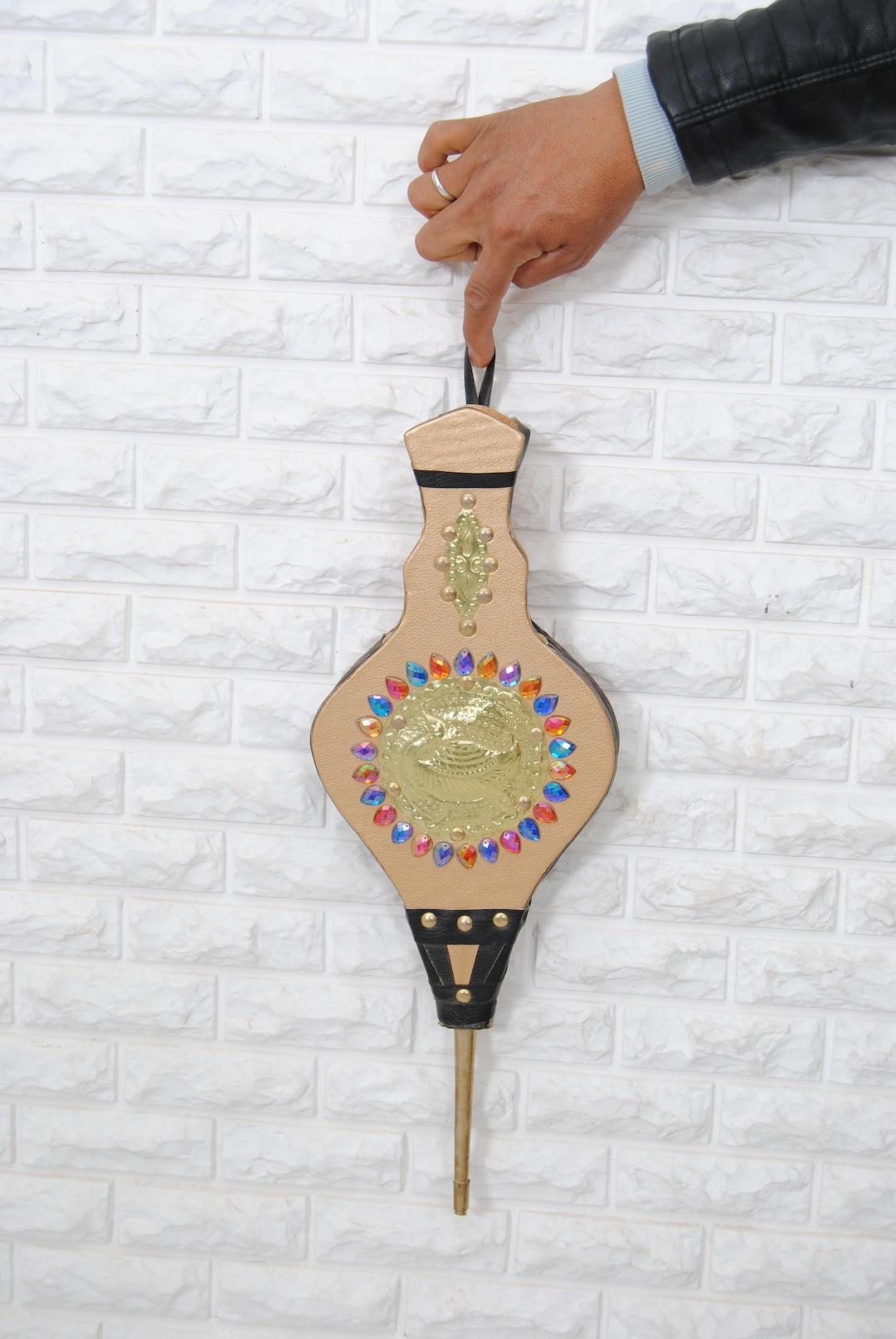 Fire Bellows, Chimney Bellows, Handmade Bellows, Vintage Bellows, Wicker and Wood Bellows