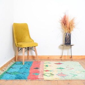 Vintage Moroccan Boujaad Rug: Colorful Berber Wool Rug (5 x 3.4 ft)
