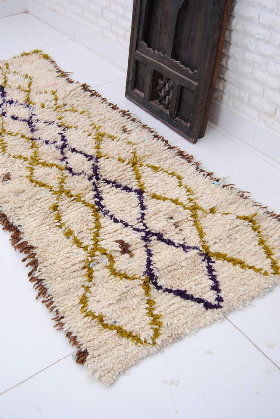 ヴィンテージ ベルベル アジラル ラグ：ハンドメイド モロッコ ウール