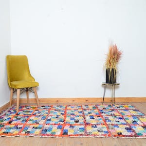 Vintage Authentic Handmade Boucherouite Rug Berber Moroccan Rug Living Room Rug Boucherouite Rug home decor
