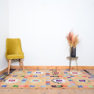 Vintage Moroccan Boujaad Rug: Colorful Berber Wool Rug (7.5 x 3.9 ft)