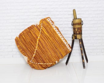 Moroccan Vintage Floor Pouf: Large Wool Rug Cushion