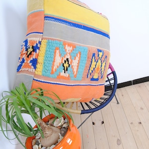 Vintage Moroccan Floor Cushion: Large Wool Pouf, Hand-stitched