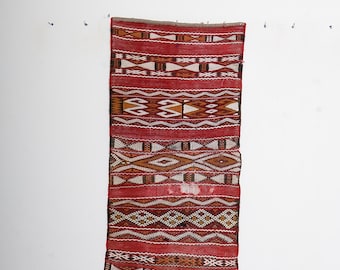 Handmade Moroccan Boujaad Rug: Small Berber Wool Rug, Geometric Design