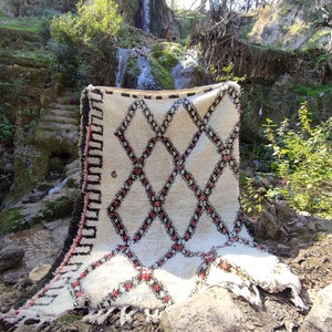 Beni Ourain Rugs | Bohemian Living Room Moroccan Ivory Rug | Vintage Area Modern Contemporary Hand knotted Rug | Handmade Wool Boho Rug