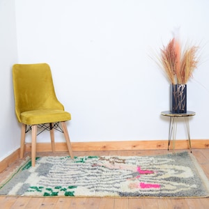 Moroccan Vintage Rug Boujaad rug Berber - Colorful Berber Rug - Handmade Furniture - Handmade Wool Rug 160 x 100 cm 5.2 x 3.2 ft