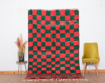 Large Vintage Boujaad Rug Multicolored Berber Design Moroccan Wool Rug Home Decor