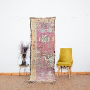 Fantastic Runner Boujaad Rug  Vintage Moroccan Rug Handmade Wool Rug Authentic boujaad runner rug