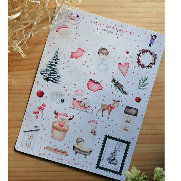 Christmas Sticker Sheet, Stickers for your Notebook, Stickers for your Planner, Stickers for your Gifts, 12.5 cm x 16.5 cm / 4.9” x 2.3”