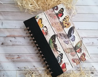 Spiral Notebook Lined with Scrapbooking Paper, Spiral Bound Dot Grid Notebook, Hard Cover, Handmade, Journal, Size 21cm x 15cm / 8.2” x 5.9”